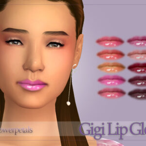 Gloss à lèvres Gigi pour The Sims 4, choix de couleurs variées
