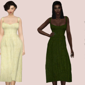Robe longue style années 1950 pour Sims 4, Wazowski, deux couleurs disponibles