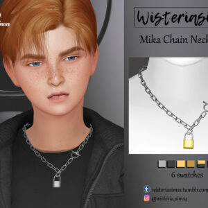 Collier chaîne Mika avec cadenas pour enfant, jeu Les Sims 4