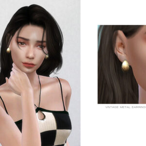 Boucles d’oreilles vintage métal pour Sims 4, style rétro