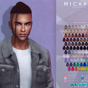 Coiffure Michael pour Sims 4, 25K mèches, couleurs variées